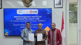 PT Bank Pembangunan Daerah Jambi (Bank Jambi) resmi menjalin kerja sama strategis dengan PT Sarana Multigriya Finansial (SMF) Persero, melalui penandatanganan Perjanjian Uncommitted Facility Line senilai Rp 200 miliar di Jambi, Selasa (31/3/2026). ANTARA/HO-Humas Bank Jambi