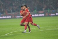 Pemain Persija Jakarta, Eksel Runtukahu, merayakan gol(Dokumentasi Persija Jakarta)