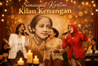 Tiga penyanyi perempuan tampil dalam acara Semangat Kartini Kilau Kenangan yang menghadirkan lagu-lagu emansipasi wanita untuk mengenang perjuangan Raden Ajeng Kartini.