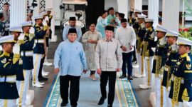 Foto: Momen Prabowo sambut Jokowi dan SBY di acara halalbihalal di Istana Merdeka, Jumat (21/3/2026) (Biro Sekretariat Presiden)