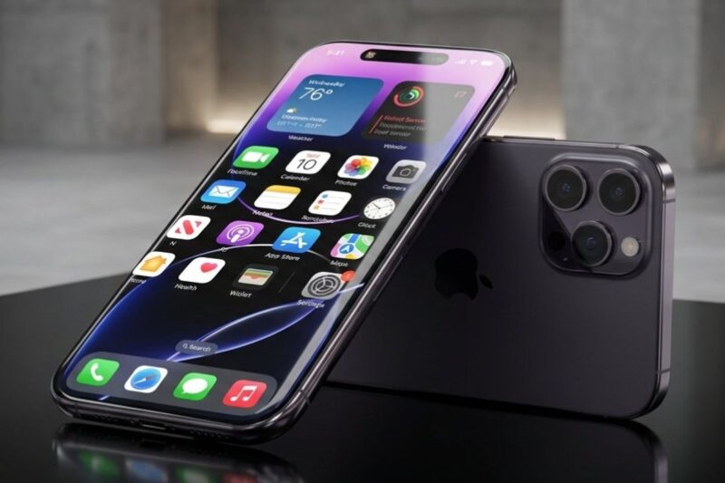 Ilustrasi iPhone generasi terbaru yang hadir dengan layar lengkung di keempat sisi (quad-curved display). (GSM Arena)